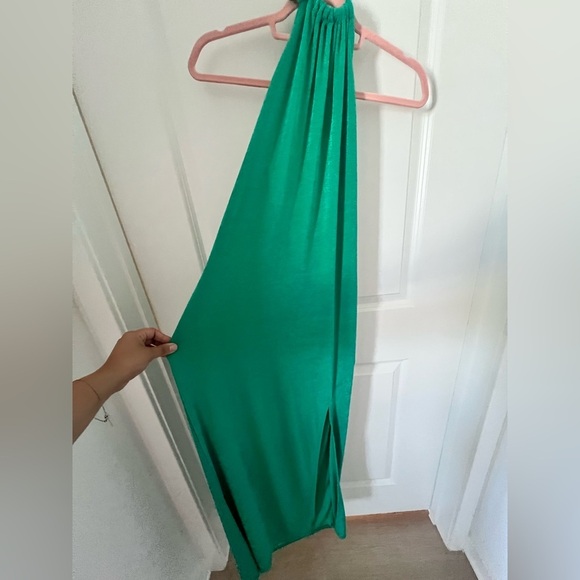 ASOS DESIGN halter slinky beach midi dress in emerald green Size 10 - Picture 8 of 13